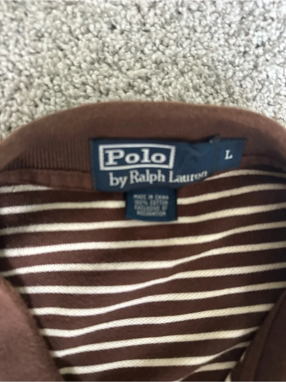Vintage Polo by Ralph Lauren Brown and White Striped Polo Shirt